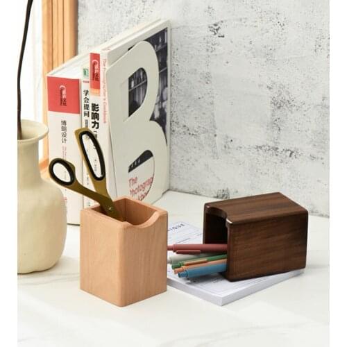 Nordic Home Office Desk Accessories Desk Organizer Storage Box Wood Pen Holder Bathroom Makeup Brush Holder Organizadores