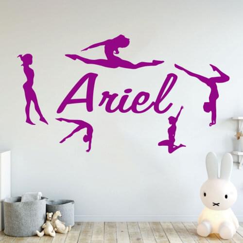 Customizable Name Rhythmic Gymnastics Athlete Vinyl Wall Decal Girl Dancer Room Home Decor Wallpaper Art Mural DZ15