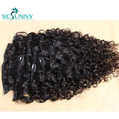 Clip In Human Hair Extensions Curly Remy Brazilian Natural Hair Curly Clip Ins 120g/140g/240g 8Pcs/Set 10Pcs/Set xcsunny