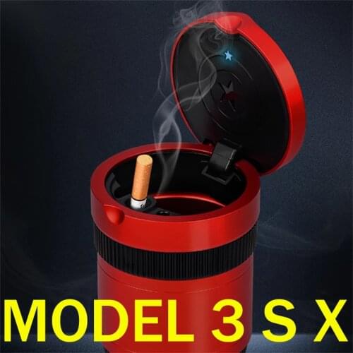 For TESLA MODEL 3 S X Car ashtray flame retardant material heat resistance built-in LED smoke clamp extinguish closed flue