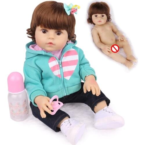 18 inch Reborn Baby Girl Doll Toy Full Body Silicone Stuffed Realistic Baby Doll With Giraffe Toddler Birthday Christmas Gifts