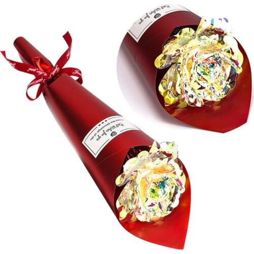 Romantic Valentines Day Flowers 24K Gold Foil Rose Flower Galaxy New Year Gift Artificial Roses Wedding Flowers Christmas