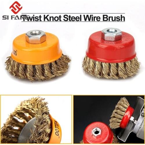 75mm Twist Knot Brass Wire Cup Wheel Brush For Metal Polishing Derusting Wire Wheel Brush Disc For Angle Grinder M10