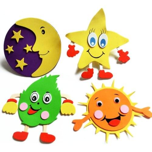 XICC Cartoon Leaf Doll Sun Star DIY EVA Foam Wall Sticker Creative Rainbow for Kid Learning Educational Handmade Toy Wall Decor