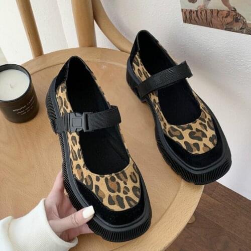 Women Fashion Female Shoes Sweet Leopard Ankel Strap Leopard Paltform Gothic Women Vulcanize Sneakers Zapatilla Mujer Size 35-39