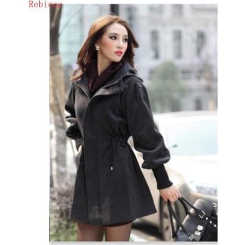 Women Cashmere Winter Woolen Coat Casual Zipper Cardigan Winter jacket large size