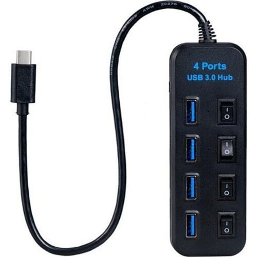 10pcs/lot USB 3.1 Type C to USB 3.0 HUB Multiple 4 Port with Switcher for Chromebook Macbook 12 inch