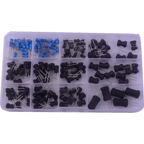 145pcs Inductor choke Radial Lead Inductors Assorted Kit 12Values 10uH-10mH 220uH 1uH 4.7uH 1000uH RCmall FZ3183
