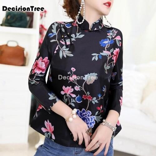 2021 women chinese style jacket tops qipao coat women satin floral embroidery blouse traditional chinese qipao coat outerwear