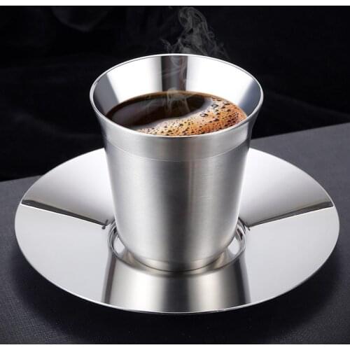 304 Double Layer Stainless Steel Coffee Cup Vacuum Insulation Cup 86ML 163ML