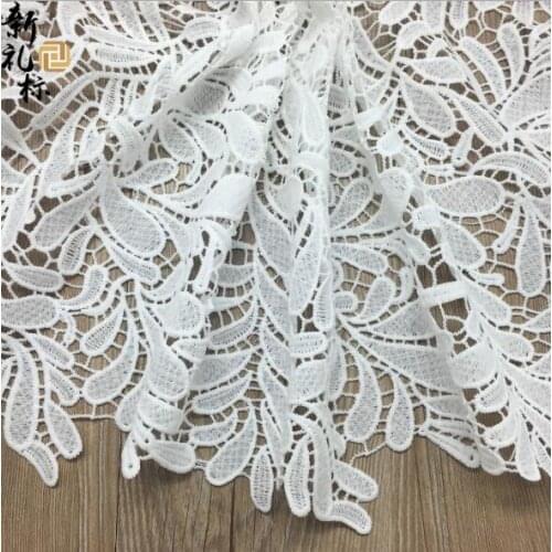 5Yards Nigerian Lace Fabrics For Wedding White Leaves Design Lace Fabrics For African Parties High Quality French Lace Fabric