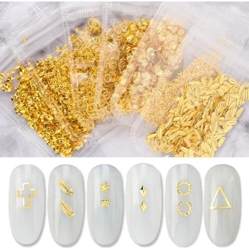 500 Pcs/Pack Nail Metal Sticker Rivets Shape DIY Metal Nails Decoration Accessories Non Drop Manicure Sequins Nail Art Tools