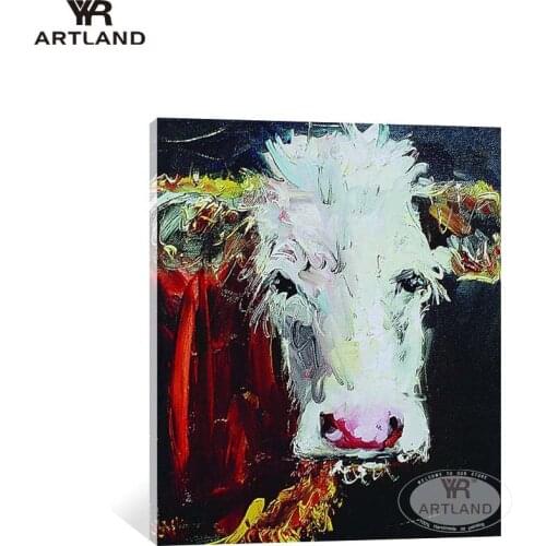 Abstract animal Cattle cow head 100% Hand painted oil painting on canvas for living room bedroom home decoration no framed