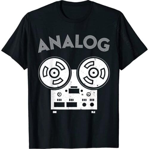 Analog Vintage Reel To Reel Audio Recording Sound Engineer T-Shirt Tops T Shirt Retro Normal Cotton Men Top T-Shirts Crazy