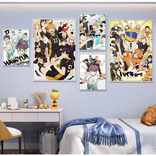 WTQ Anime Posters Volleyball Boy Poster Canvas Painting Wall Art Decor Picture Home Decor Photos for Childrens Room Decoration