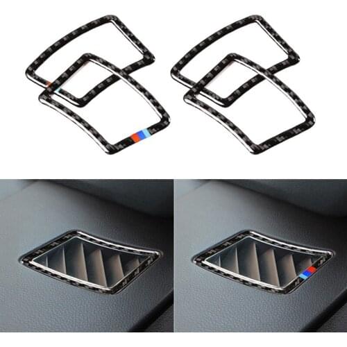 Car Styling Real Carbon Fiber Interior Dashboard Side Air Conditioner Vent Outlet Cover Trim For BMW 5 Series E60 E61 04-10