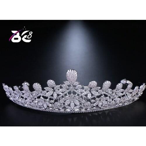Be 8 Charming Cubic Zircon Flower Shape Wedding Tiara Bridal Queen Princess Pageant Party Crown Hair Jewelry Bridesmaids H053