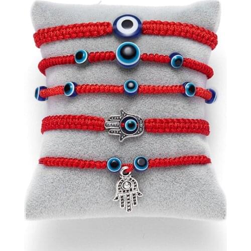 Red Lucky Blue Evil Eye Charms Bracelet Handmade Black Red String Thread Rope Couple Bracelet Lucky Jewelry For Women Men Gifts