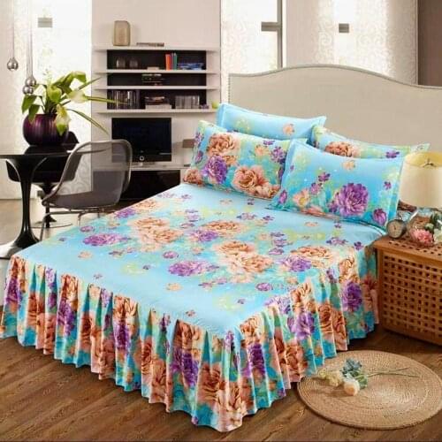 2021 Brand Cotton with Lace New Bed Sheet + 2pcs Pillow case Bedding Set Bedding 3 piece set pastoral / fashion plaid sheets