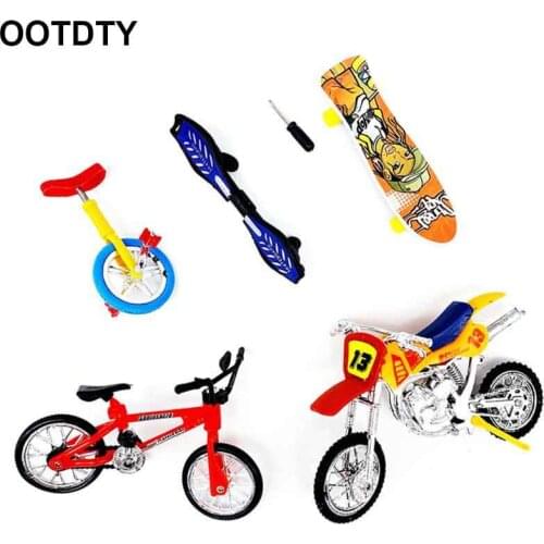 Mini Finger Bicycle Motorcycle Set Bike Fingerboard DIY Creative Game Skateboard Kids Children Educational Toys Gifts