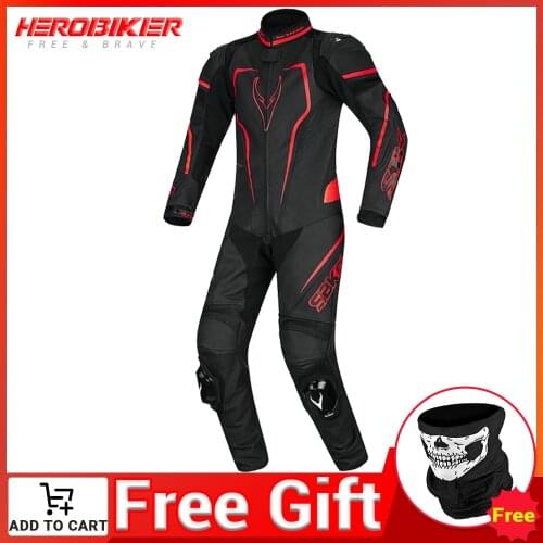 HEROBIKER Motorcycle Leather Suit Motocross Racing Clothing Mens Moto Jacket & Pants Elastic Fabric Leather Body Protector