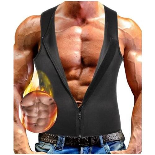 Hirigin Fashion Mens Sleeveless Zippers Shapewear Slim Hot Sweat Tank Tops Male Summer Workout Tops for Weight Loss S-XXXL