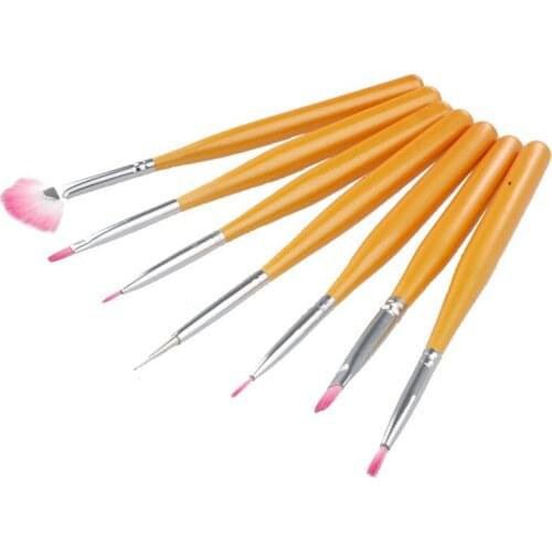 7pcs Golden Nail Art Brushes Set Decorations Gel Painting Pen Nail Brush Professional Nail Equipment Drawing Tool