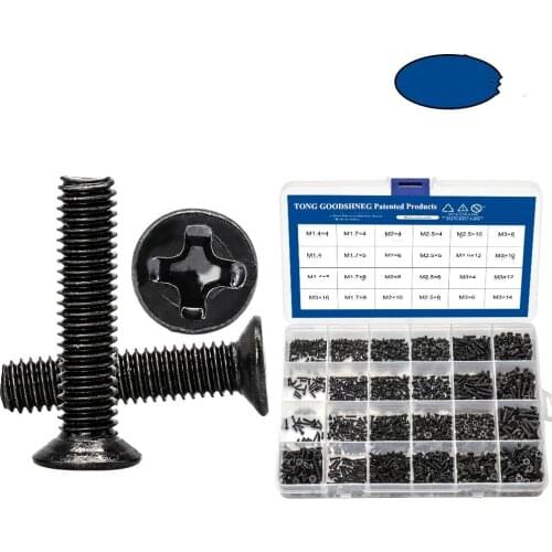 Carbon Steel Computer Notebook Laptop Small Screws Kit Countersunk Flat Head Phillips Mini Screw Set M1.4 M1.7 M2 M2.5 M3