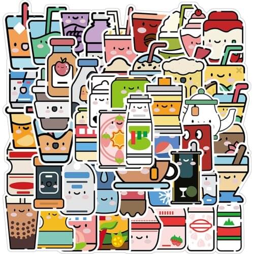 50Pcs Cute Drink Cartoon Stickers Laptop Guitar Luggage Fridge Waterproof Notebook Graffiti Sticker Kid Classic Gift Decal