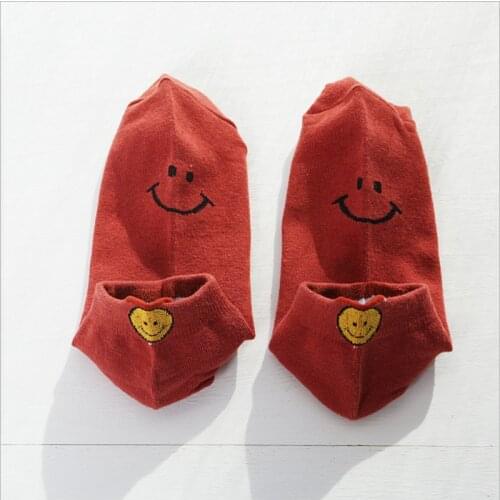 New Solid Color Womens Socks, Plain Smiley Face Socks, Comfortable Sports Womens Socks, Heel Trendy Womens Boat Socks