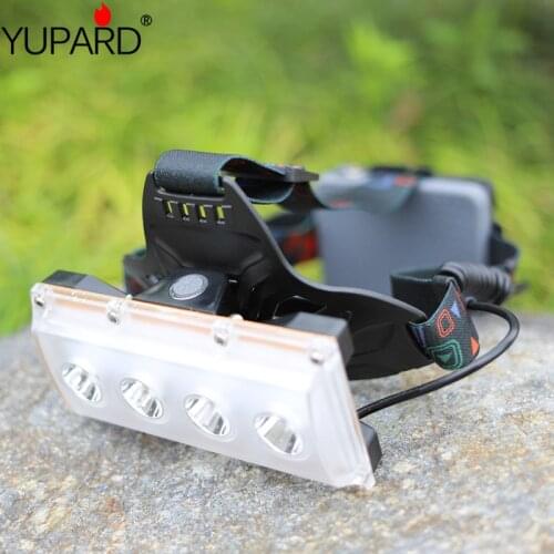 Outdoor Strong Headlight 4 * T6 LED Flood Light Wide Angle Lighting Headlight USB Charging Fishing Light