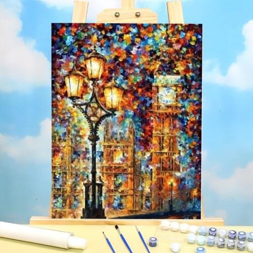 Landscape Rain City Night Street Paint By Numbers Package Oil Paints 50*70 Oil Painting Paintings Crafts Handicraft
