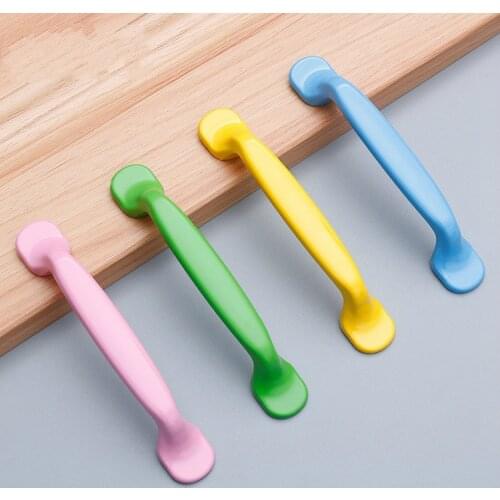 Modern Simple Aluminum Colorful Furniture Handles Childrens Room Cabinet Door Handles Drawers Wardrobe Knobs Home Decoration