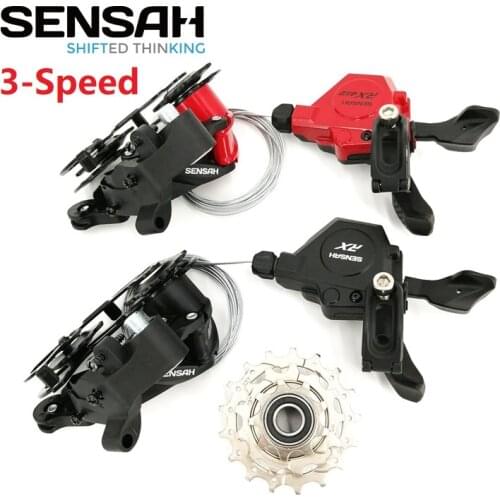 Sensah Folding Bike 3 Speed Derailleur Set Shift Lever Rear Derailleurs Freewheel Body BMX Bicycle Part