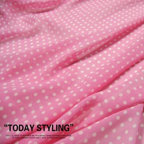 Silk Georgette Chiffon Fabric Dress Peach White Dot Polka Dot Skirt Shirt clothing DIY Patchwork Tissue