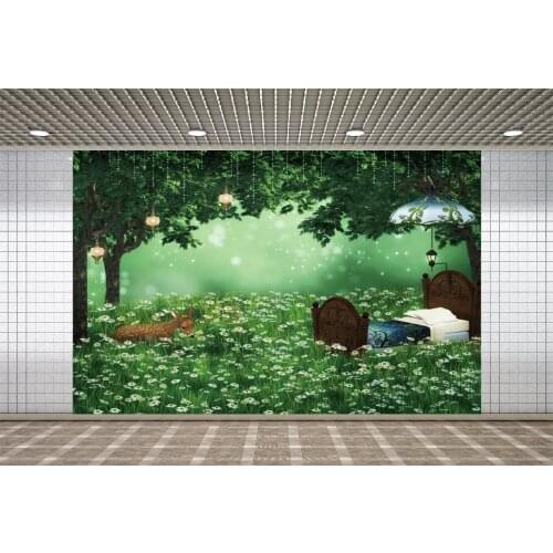 Lyavshi Fairy Backdrop Family Newborn Wedding Christmas Party Decoration Fawn and Bed Photography Background Photo Studio Props