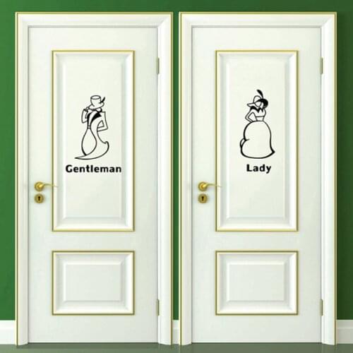 Retro Style Lady and Gentleman Bathroom door stickers creatives Wall Stickers Vinyl poster Decal Home Decor Removable stickers