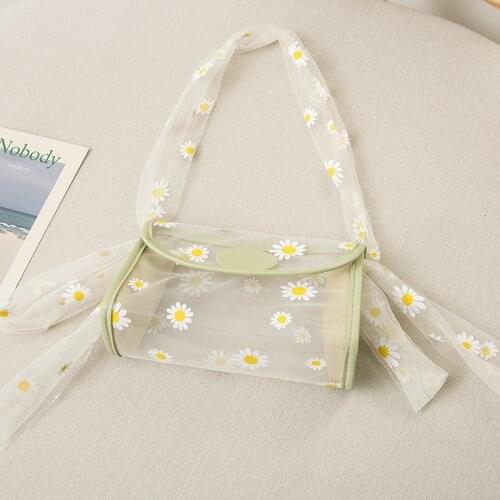 Daisy Jelly Shoulder Bag 2020 Summer Beach Bag Korean Female Transparent PVC Small Square Bag Composite Tote