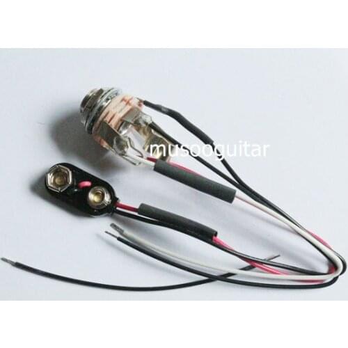 Switchcarft Stereo Jack CHROME with Wire & Battery Clip for Guitar or Bass