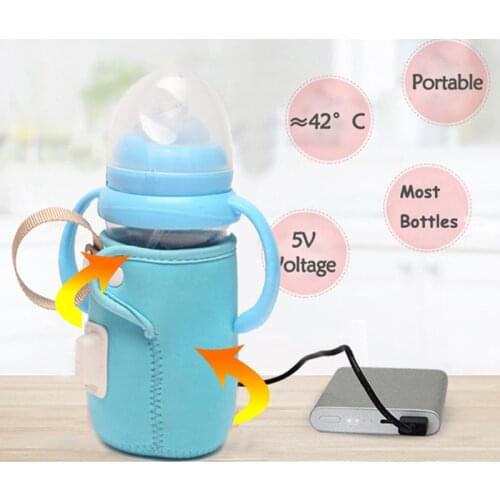 USB Baby Bottle Heating Cover Anti-scalding Anti-slip Insulation Bag Car Portable Milk Warmer 19QF