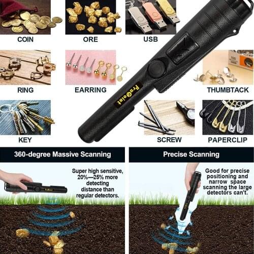 360° Pointer Probe IP67 Waterproof Handheld Metal Detector High precision Small Mini Portable Gold Scanner Treasure Finder