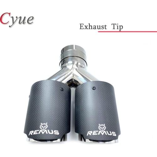 Y-shaped 1 Piece Car Exhaust Pipe Remus Carbon Fibre Styling Stainless Steel Dual Universal Automobile Muffler Accessories