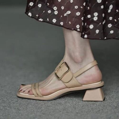 Koovan womens sandals fashion 2021 thick heels high heels sandals peep-toe girls shoes for ladies size 40