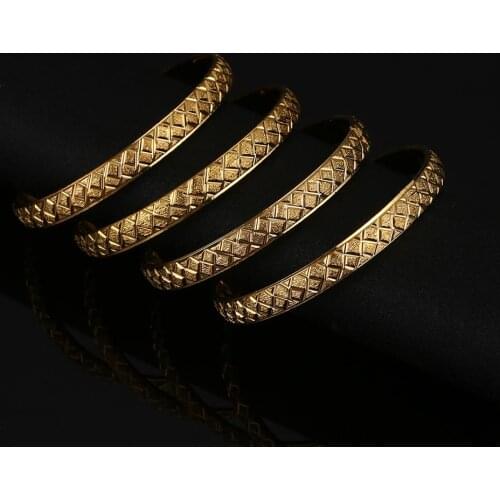 Fashion 24K Gold Color Bangle for Women Girl Special Dubai Wedding Bracelet Charm Jewelry