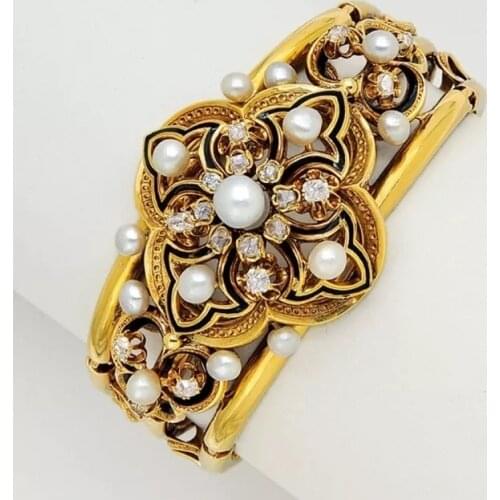 Women Fashion 18K Gold Rings Rings Elegant Unique Natural Pearl Jewelry Wedding Engagement Party Rings Size 5-11