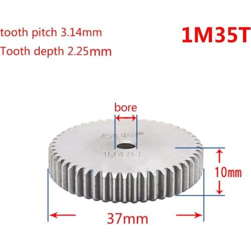 1 Modulus 35 Teeth Spur Gear 45# Steel Motor Gear Wheel No quenching