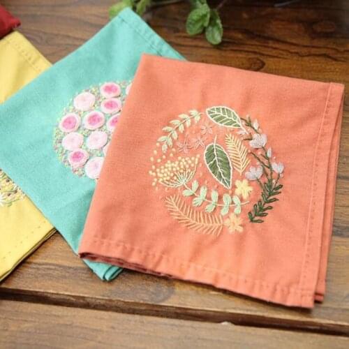 1pc 38*38cm Women Handkerchief Floral Exquisite Embroidery DIY Handwork Arts Material Bag Gift for Men And Women