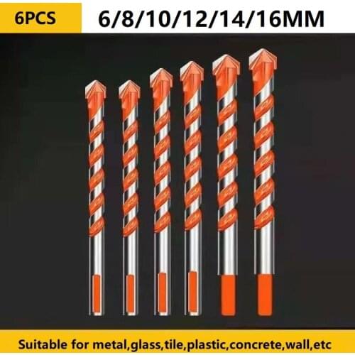 6PCS Electric Drill Accessory Tile Wall Marble Floor Twist Hole Punch Tool Home DIY Plastic Concrete Metal Glass Machine Device