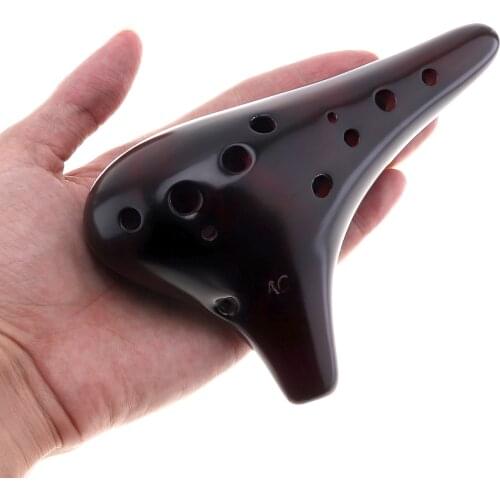 12 Holes Alto ToneC Ocarina Flute Ceramic Musical Instruments Professional Smoked Burn for Beginners / Professional Performance