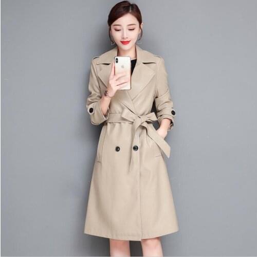 Plus Size Leather Coat Women Jacket 2021 Spring Autumn Motorcycle Leather Jacket Female Long Slim Womens Leather Clothing Black